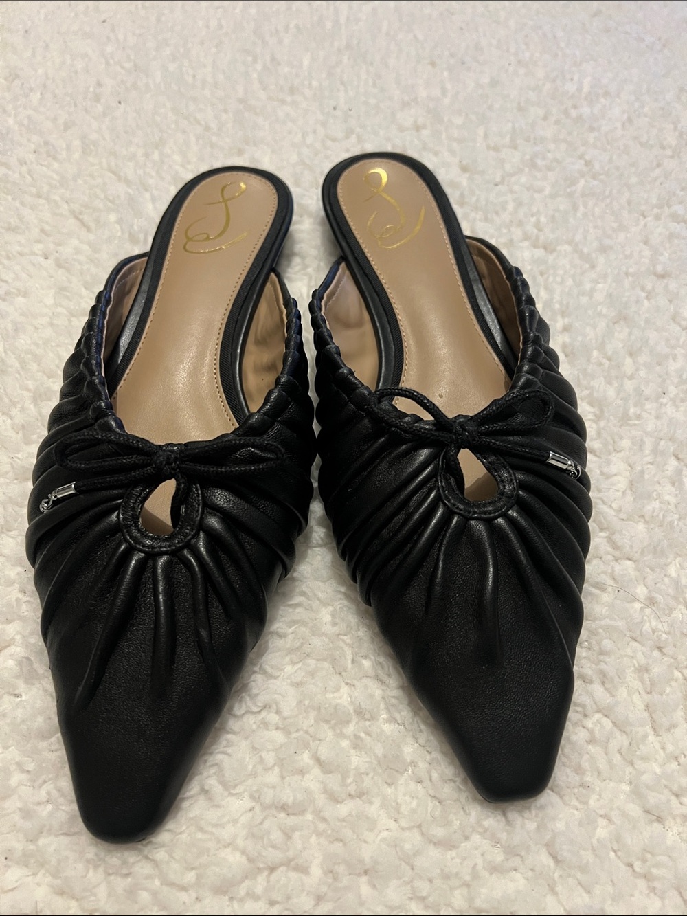 Sam Edelman Julia pump mules size 8 leather ruched pointed flat